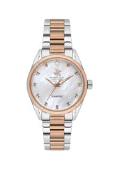 Beverly Hills Polo Club Women's Analog Watch, Mother Of Pearl Dial With Two Tone Stainless Steel Band, BP3601C.520